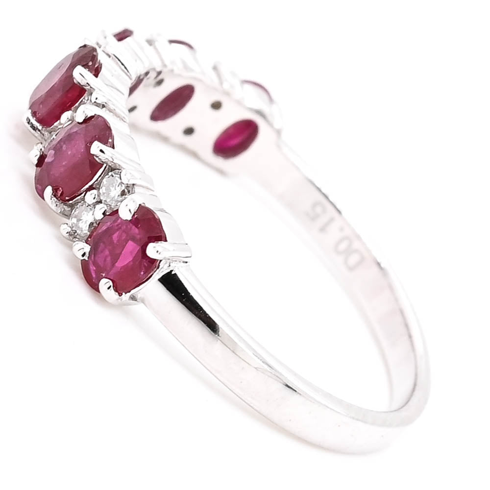 14KT White Gold Ruby & Diamond Ring.