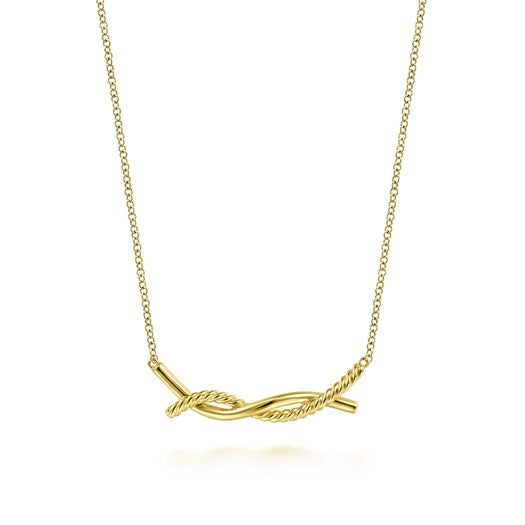 Gabriel & Co 14KT Yellow Gold 17.5"Twisted Bar Necklace.