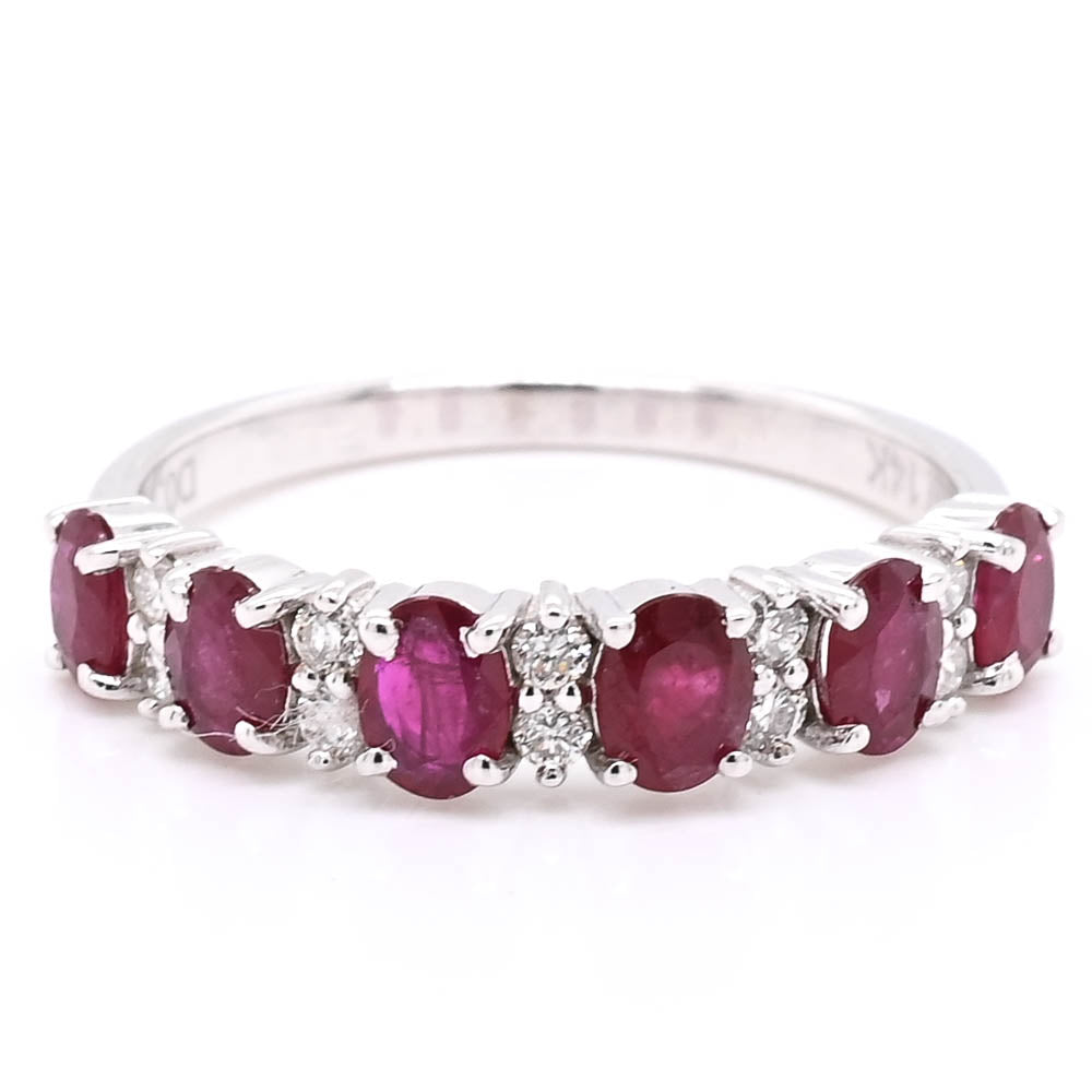 14KT White Gold Ruby & Diamond Ring.