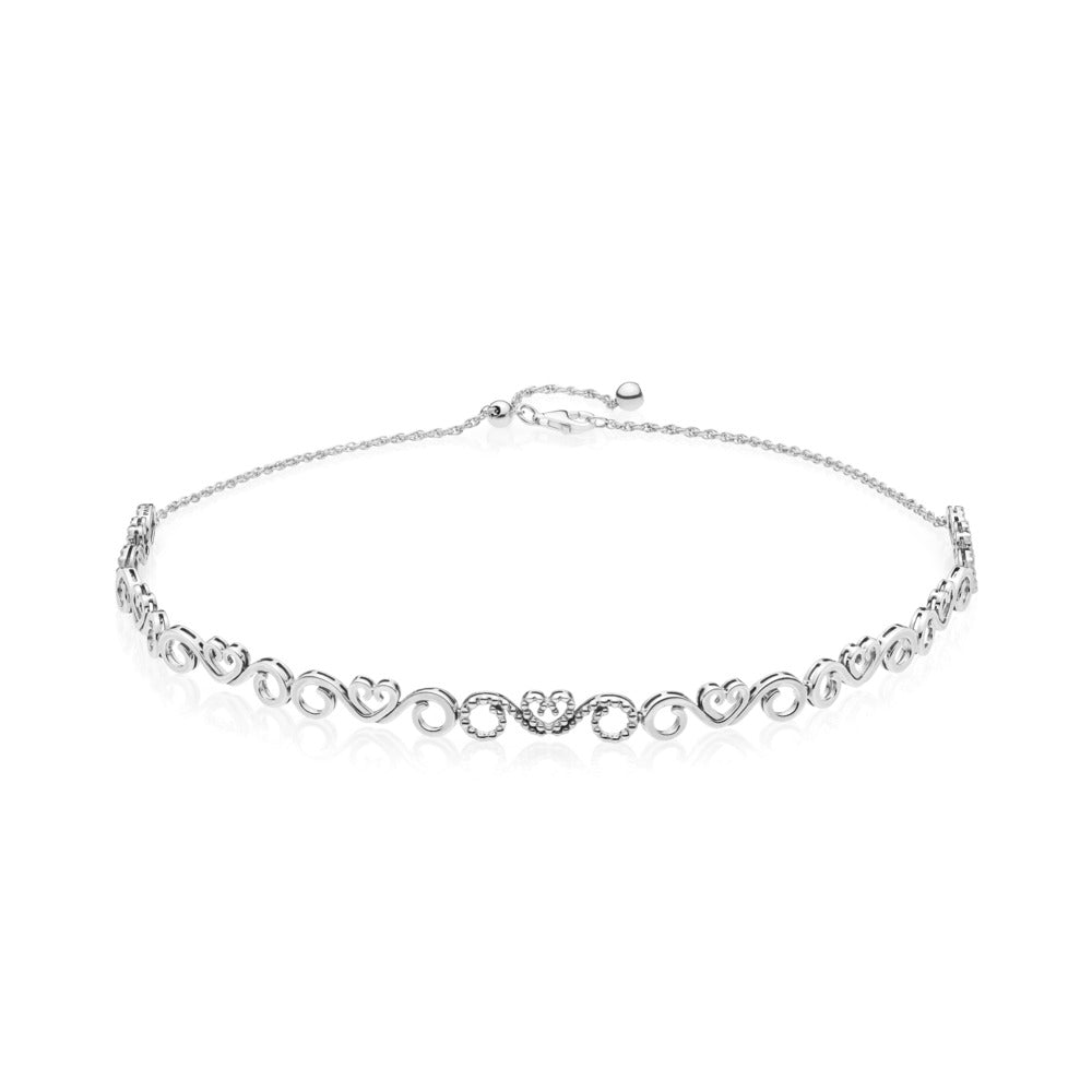 Heart Swirls Choker, Clear CZ