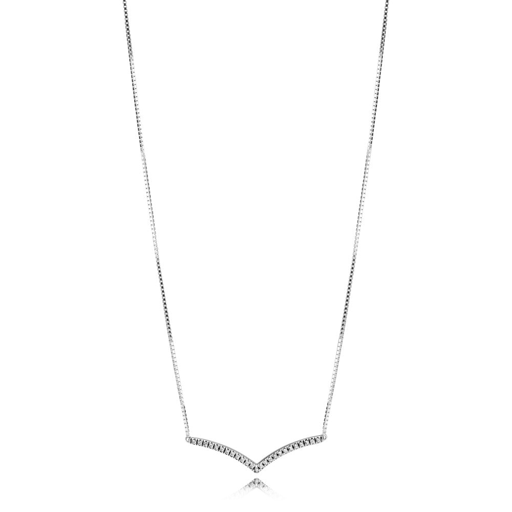 Pandora Sparkling Wishbone Necklace