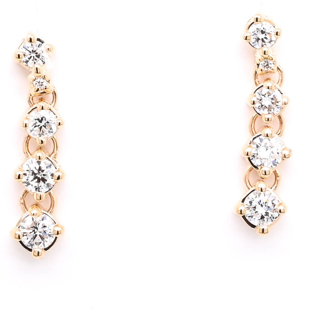 LUJO 10KT Yellow Gold 0.50CTW Round Brilliant LAB Created Diamond Drop Earrings.
