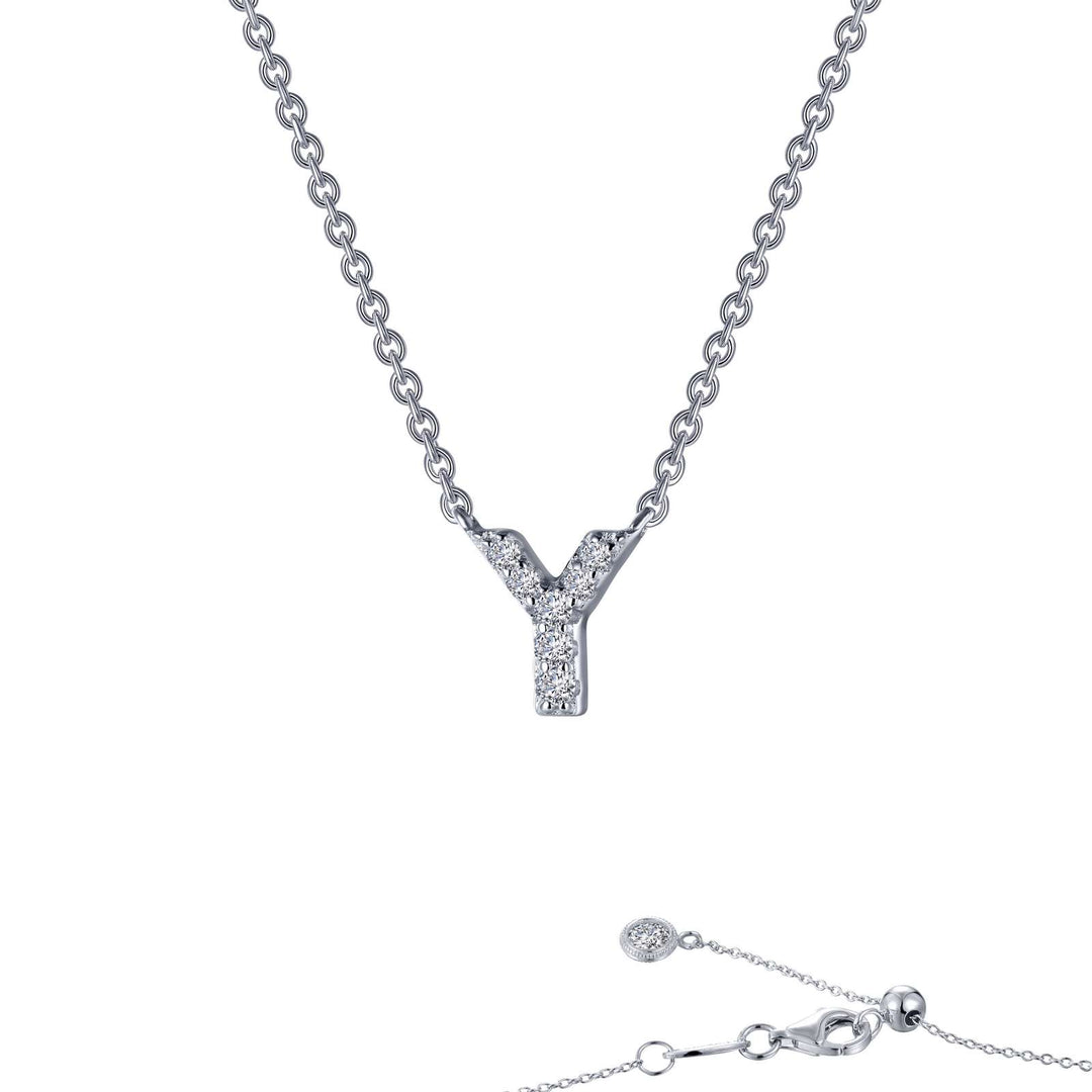 Lafonn Sterling Silver 20" Letter "Y" Initial Necklace.