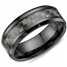 Torque Black Ceramic  Wedding Band.