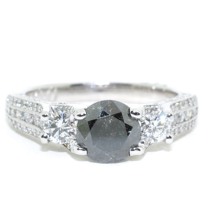 18KT White Gold 1.86CTW Black Diamond Tacori Accented Engagement Ring.