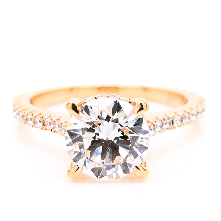 14KT Yellow Gold 2.50CTW Round Brilliant LAB Created Diamond Accented Engagement Ring
