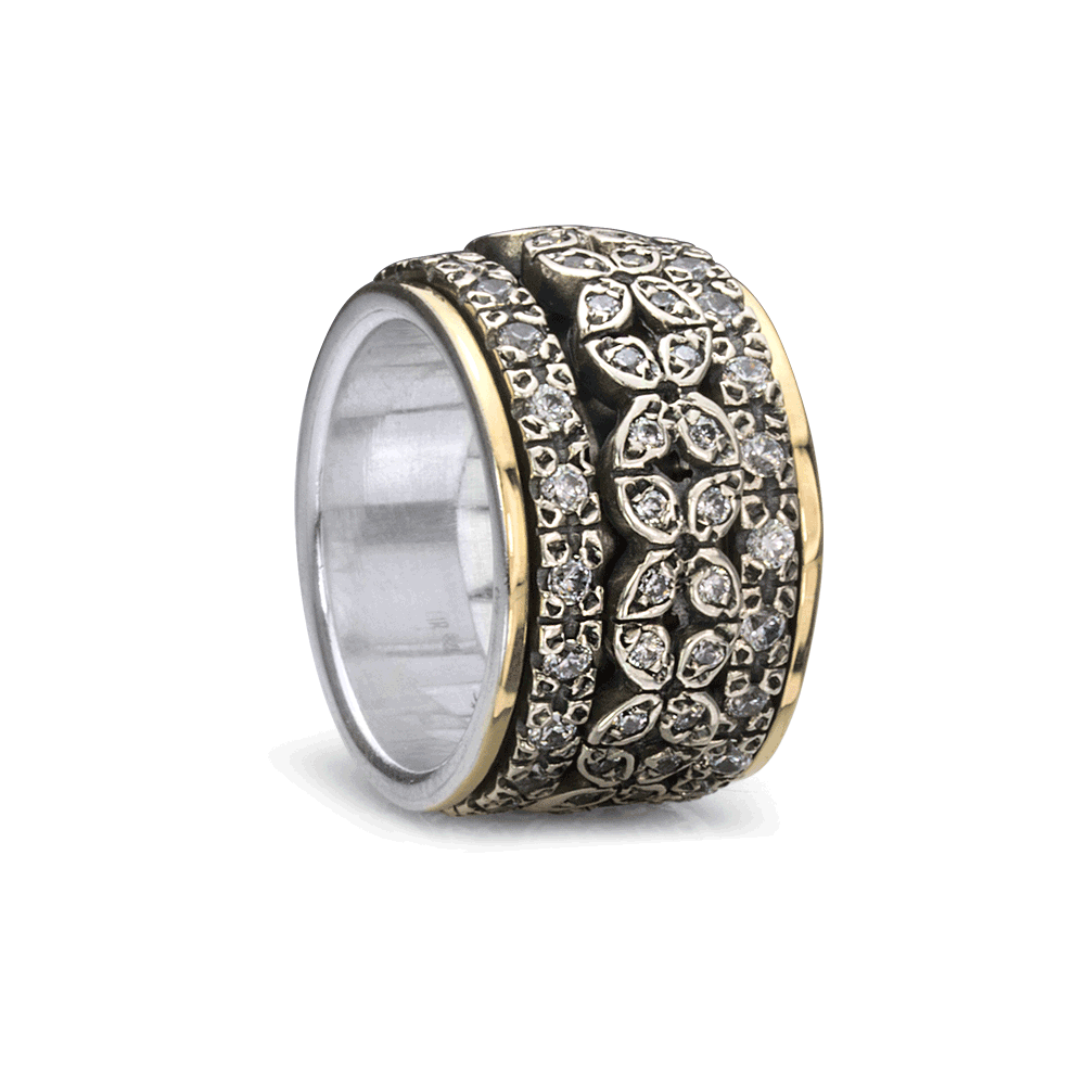 Destiny,  Meditation Ring, Sterling Silver, 9KT, C.Z. Size 8