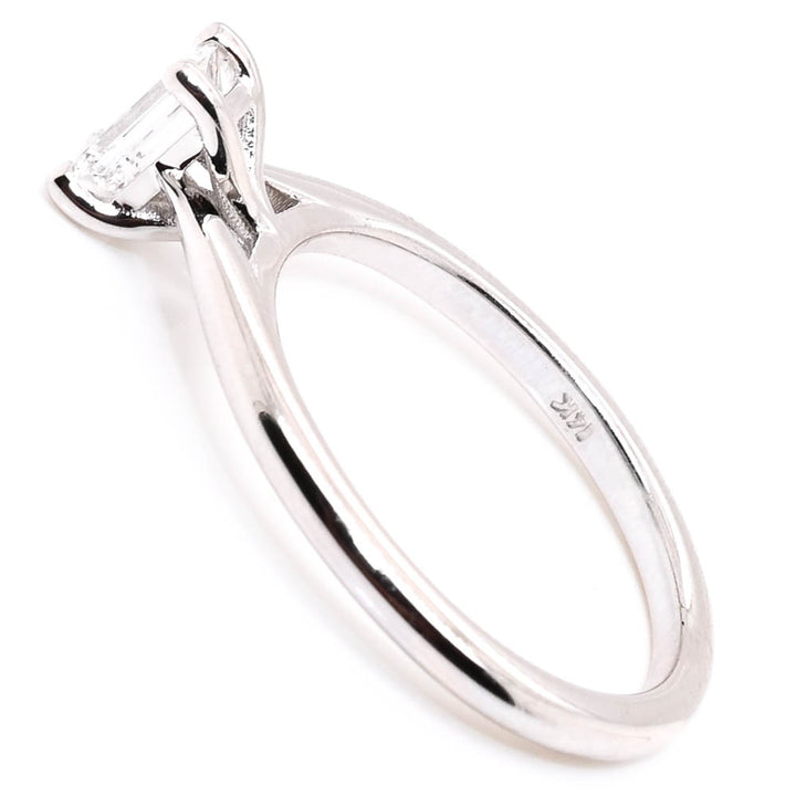 14KT White Gold 0.40CT Emerald shape LAB GROWN Diamond Solitaire Engagement Ring.