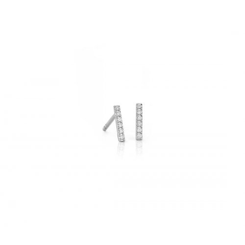 14KT White Gold 0.07CTW Diamond Bar Stud Earrings.