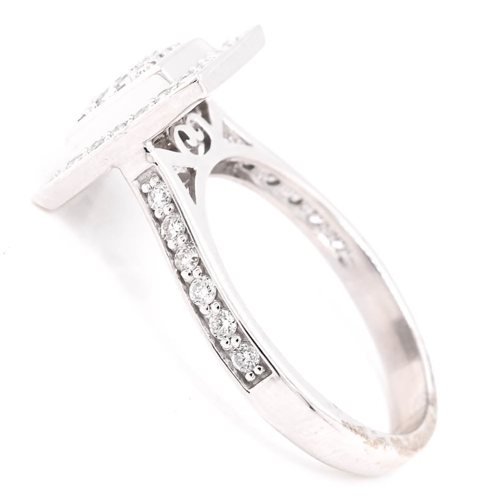 14KT White Gold 0.50CTW Princess Cut Diamond Halo Set Engagement Ring.