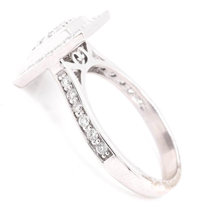 14KT White Gold 0.50CTW Princess Cut Diamond Halo Set Engagement Ring.