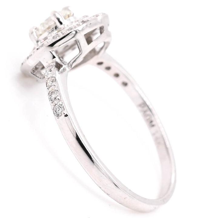 14KT White Gold 0.81CTW Round Brillinat Diamond Double Halo Set Engagement Ring.