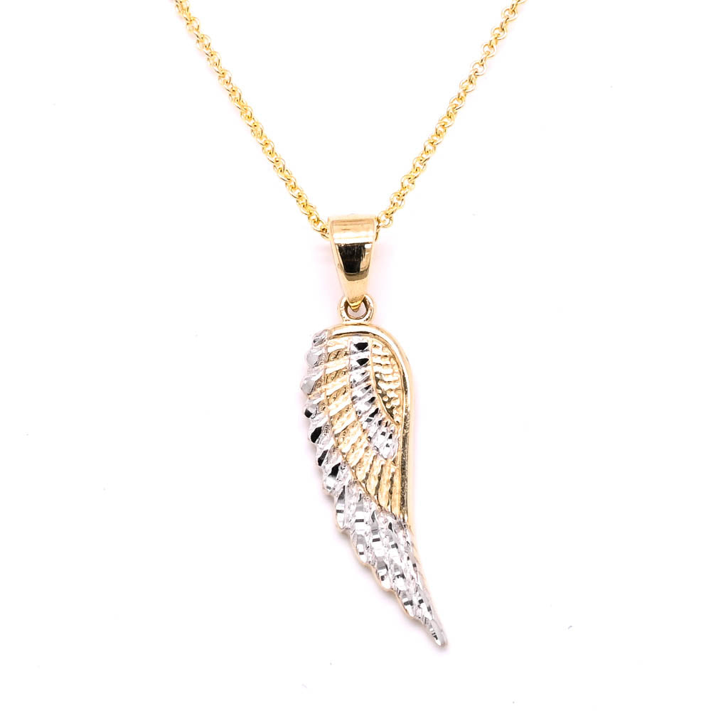 10KT Yellow Gold 18" Feather Necklace.