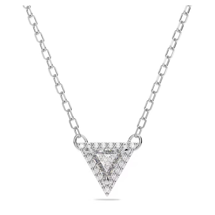 Swarovski Ortyx necklace Triangle cut, White, Rhodium plated.