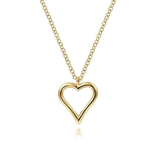 Gabriel & Co 14KT Yellow Gold 17.5" Heart Necklace.