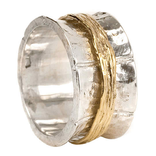 Meditation Ring "HRDYA" Sterling Silver 9Kt Gold.