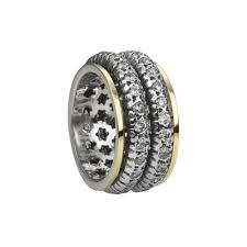 Timeless Meditation Ring. Sterling Silver, 10KT Yellow Gold, and C.Z. Size 9.