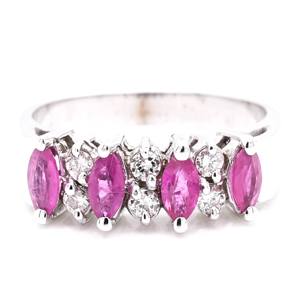 graziella 10KT White Gold Ruby & Diamond Ring