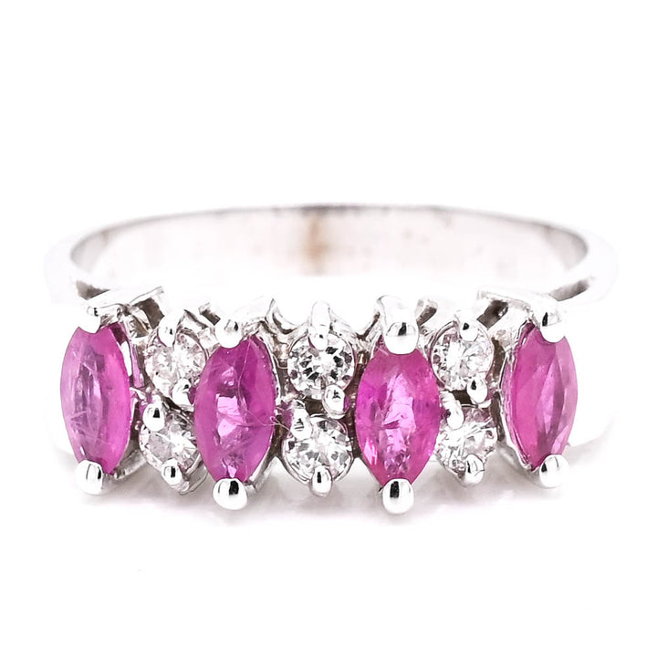 10KT White Gold Ruby & Diamond Ring.