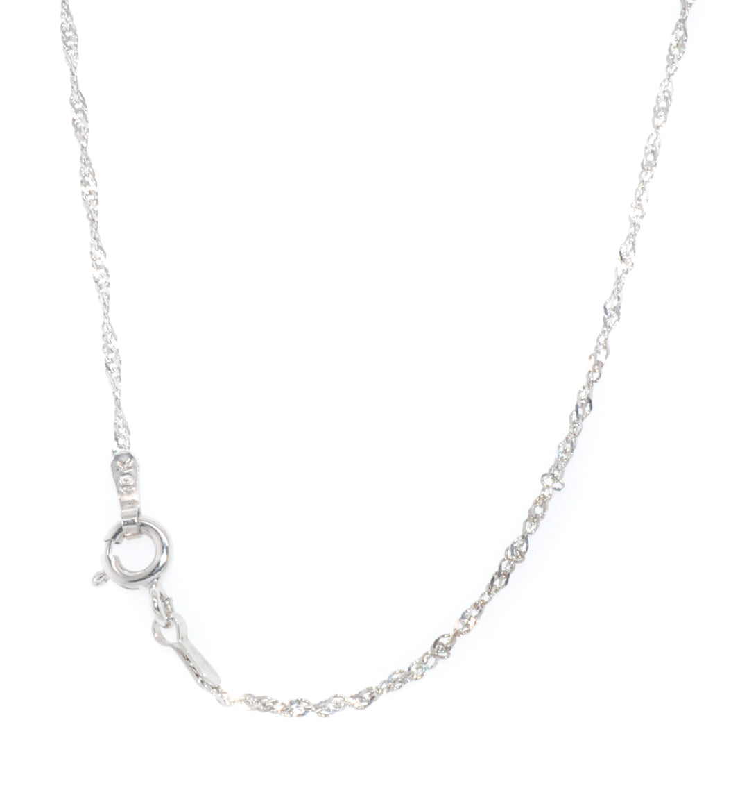 10KT White Gold 18" 1mm Singapor Chain.
