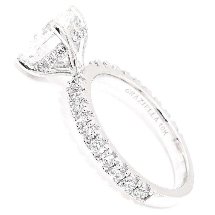 10KT White Gold 3.10CTW Round Brilliant LAB Created Diamond Accented Engagement Ring.