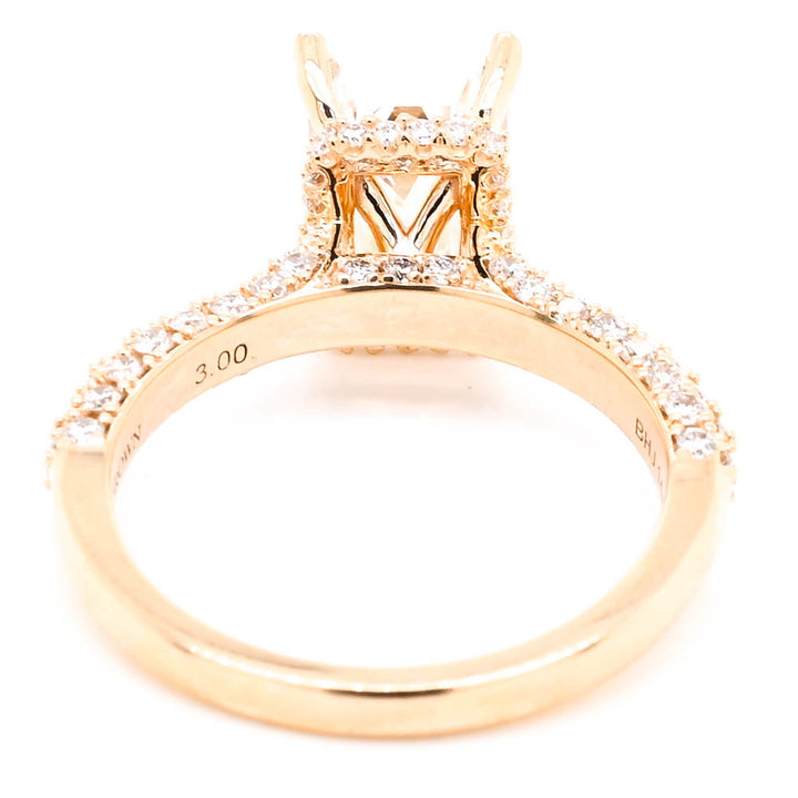 14KT Yellow Gold 3.55CTW Emerald Shape LAB Created Diamond Engagement Ring.