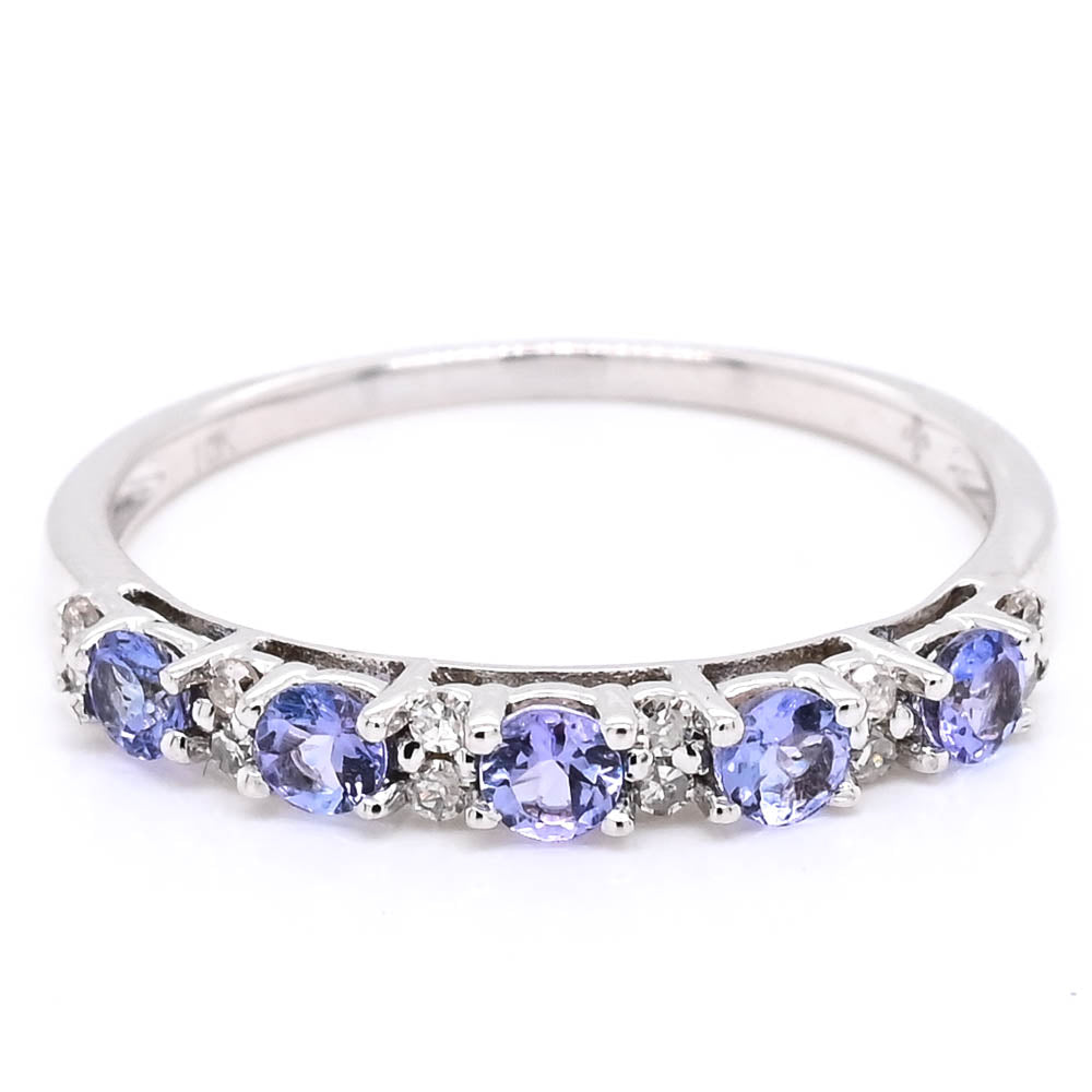 graziella 10KT White Gold Tanzanite & Diamond Band