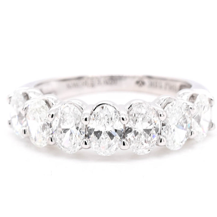 10KT White Gold 1.75CTW Oval Shape LAB Created Diamond Wedding Band..