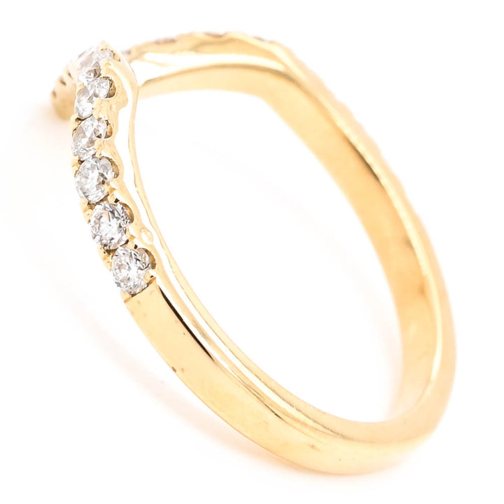 14KT Yellow Gold 0.42CTW SI-I1 F-G Colour Diamond Chevron Ring.