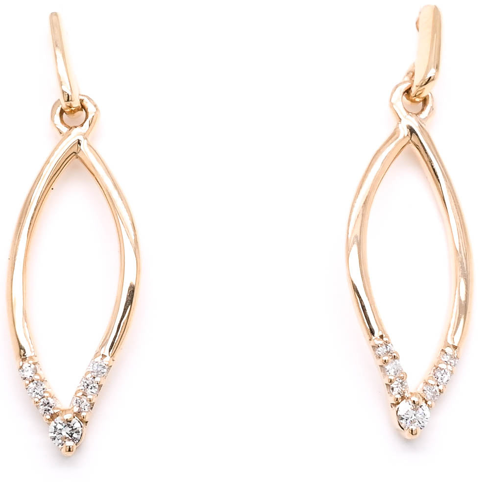 Fire & Ice 10KT Yellow Gold 0.11CTW Canadian Diamond Drop Earrings.