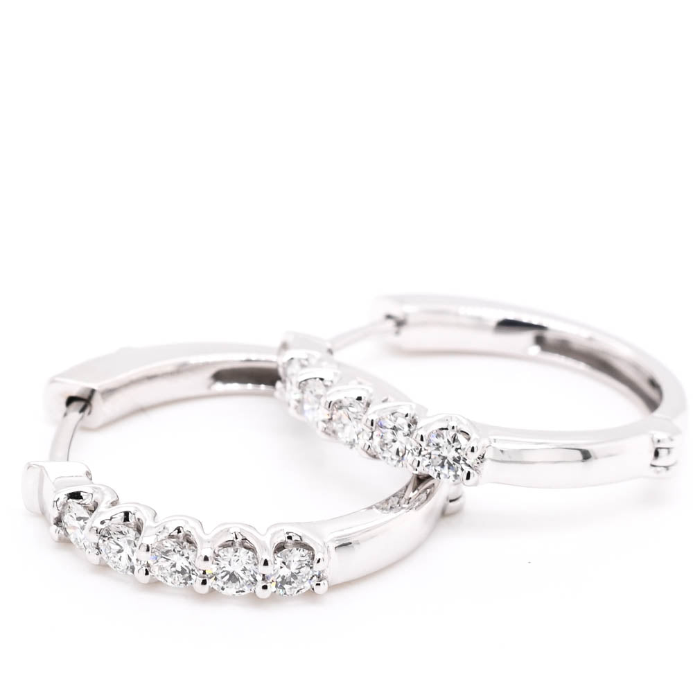 14KT White Gold 0.50CTW Lab Grown Diamond Hoop Earrings.