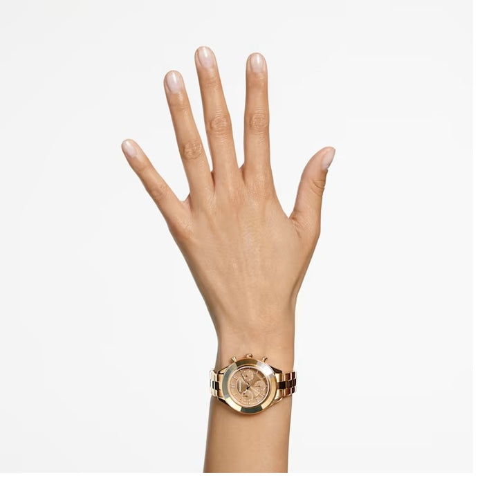 Swarovski Octea Lux Sport watch Metal bracelet, Brown, Gold-tone finish.