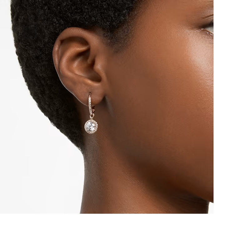 Swarovski Constella White Pavé Rose Gold-Tone Drop Earrings
