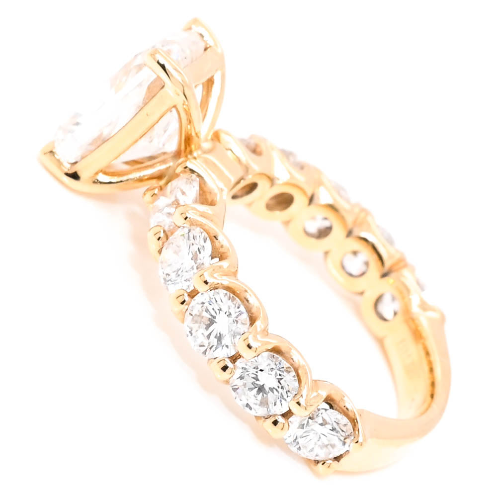 14KT Yellow Gold 4.10CTW Rectangular Cushion Cut LAB Created Diamond Engagement Ring.