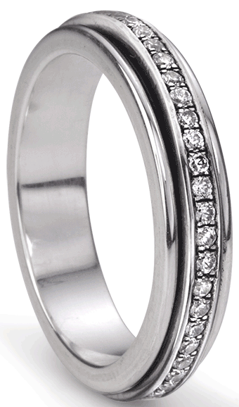 Lunar Meditation Ring. Sterling Silver and C.Z. Size 5