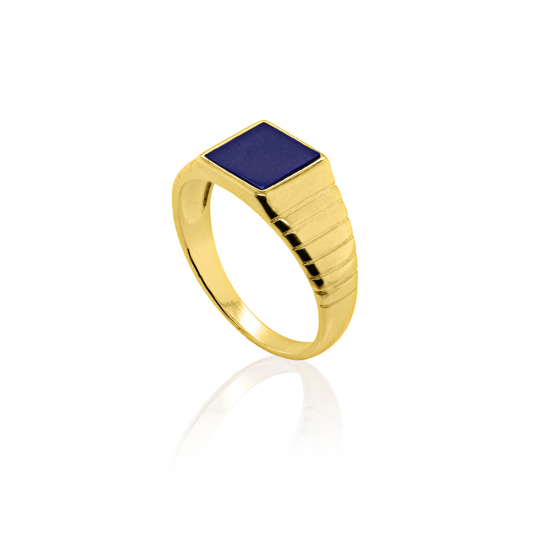 Sterling Silver Rhodium Plated LapisSquare Signet Men's Ring.