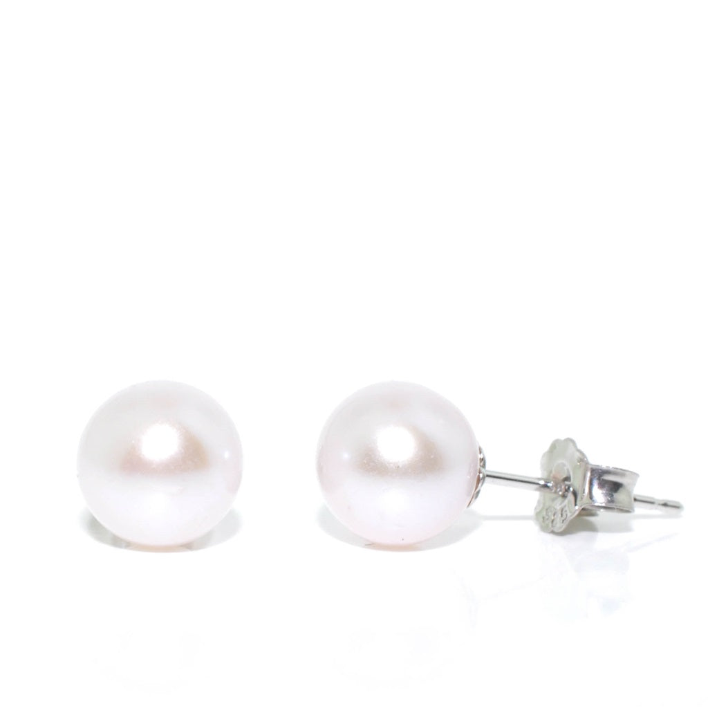 14KT White Gold 6.5-7mm Freshwater Pearl Stud Earrings.
