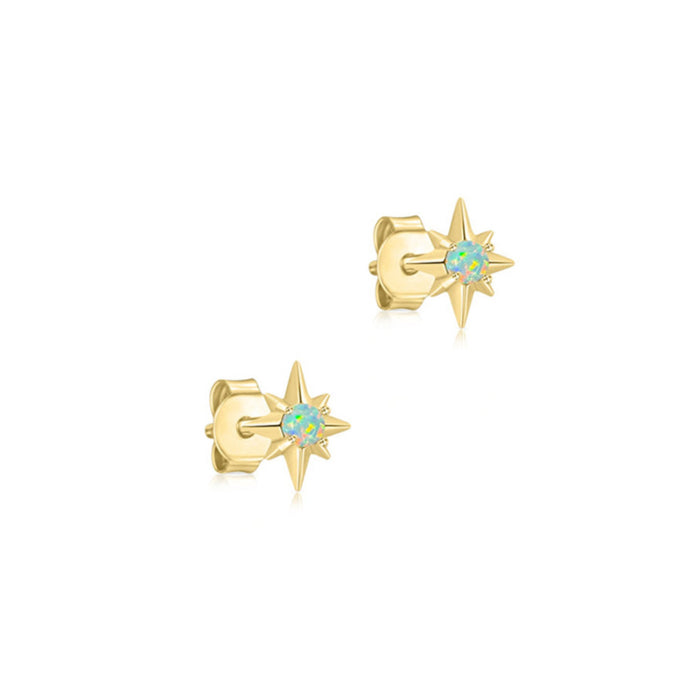 Graziella terling Silver Gold Vermeil Mini Starburst Opal Stud Earrings.