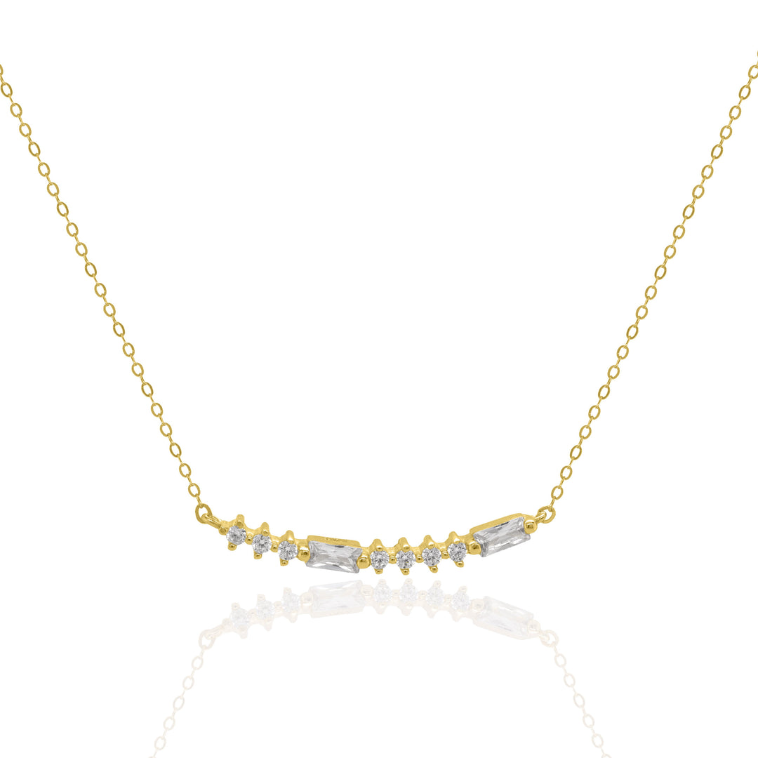 Graziella Sterling Silver Gold Vermeil 18" CZ Morse Code ILU Necklace.