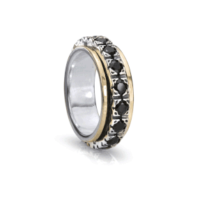 Boundless Meditation Ring. Sterling Silver, 10KT Yellow Gold, and C.Z. Size 9.