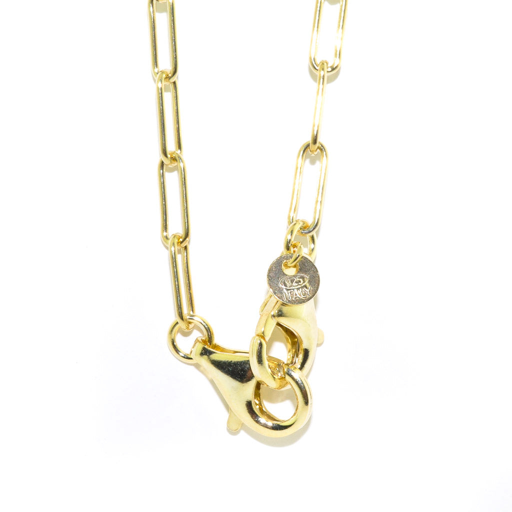 Sterling Silver Gold Tone 22" Paperclip Face Mask Chain.