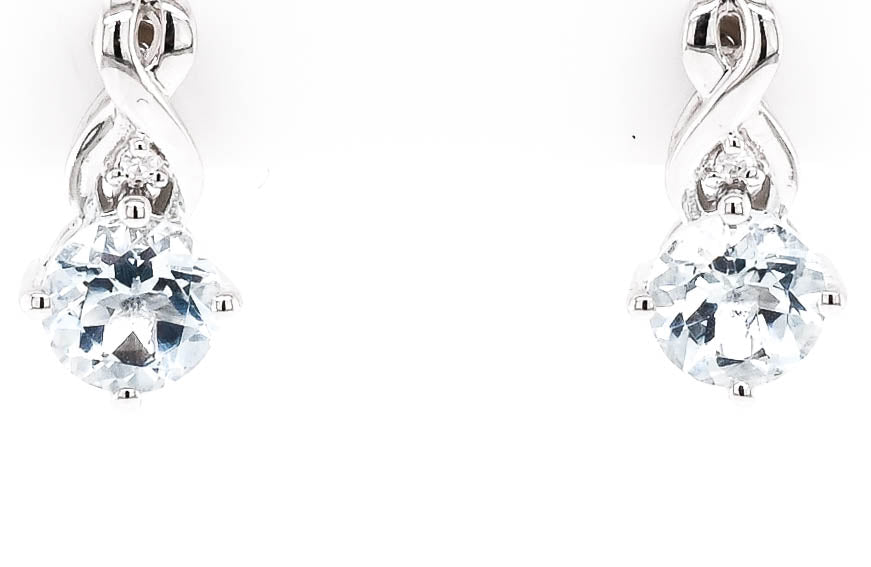 10KT White Gold 0.90TCW Aquamarine and Diamond Earrings.