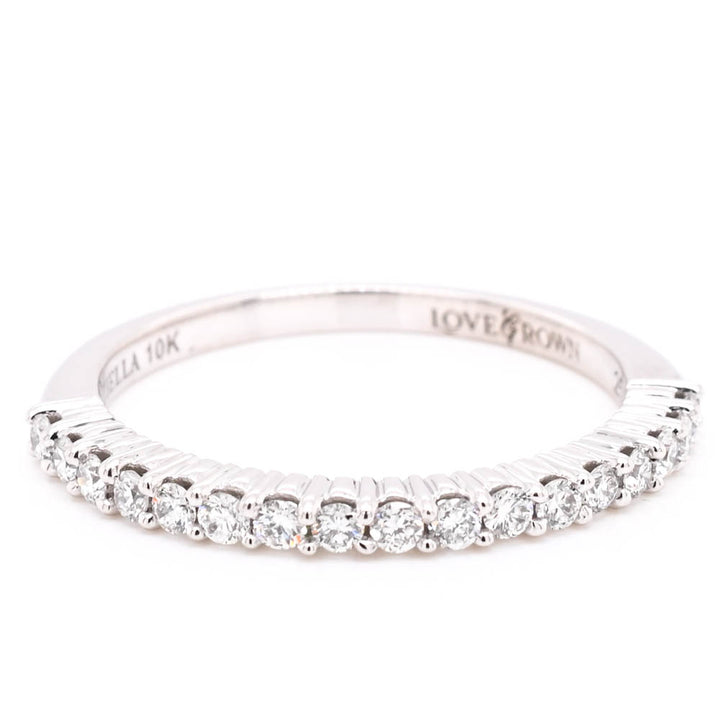 10KT White Gold 0.25CTW Round Brilliant LAB Created Diamond Wedding Band.