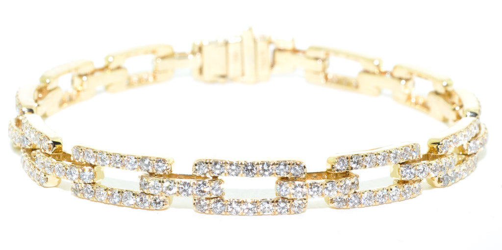 14KT Yellow Gold 7.5" 4.40CTW Diamond Link Bracelet.