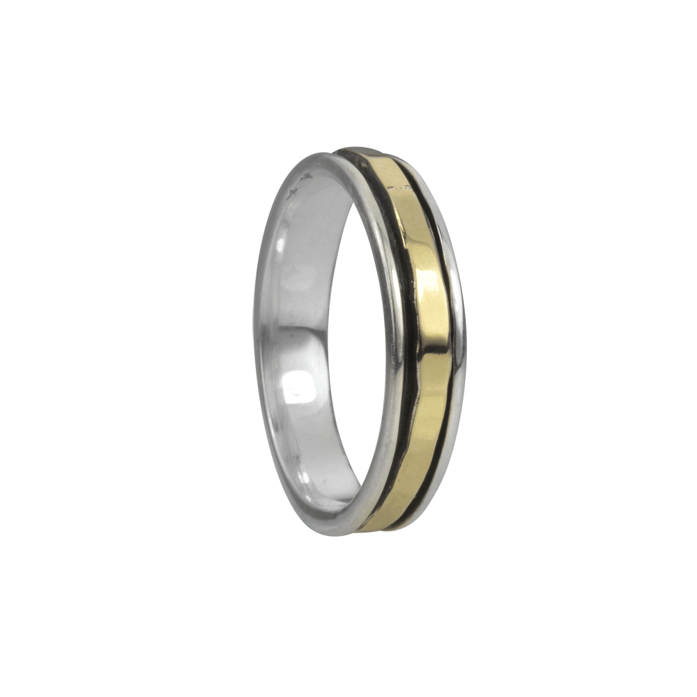 Sati Meditation Ring. Sterling Silver and 9KT Yellow Gold. Size 7.