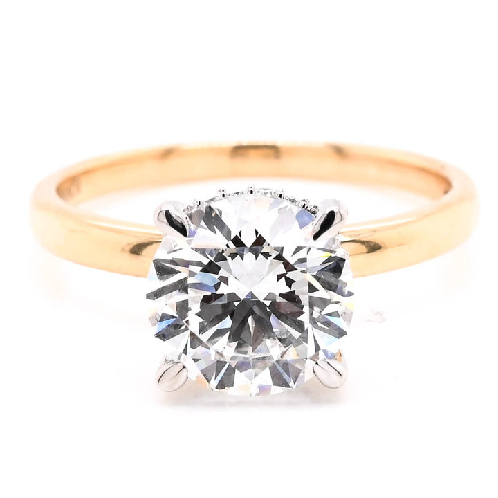14KT Two-Tone Gold 2.08CTW Round Brilliant LAB Created Diamond Engagement Ring.