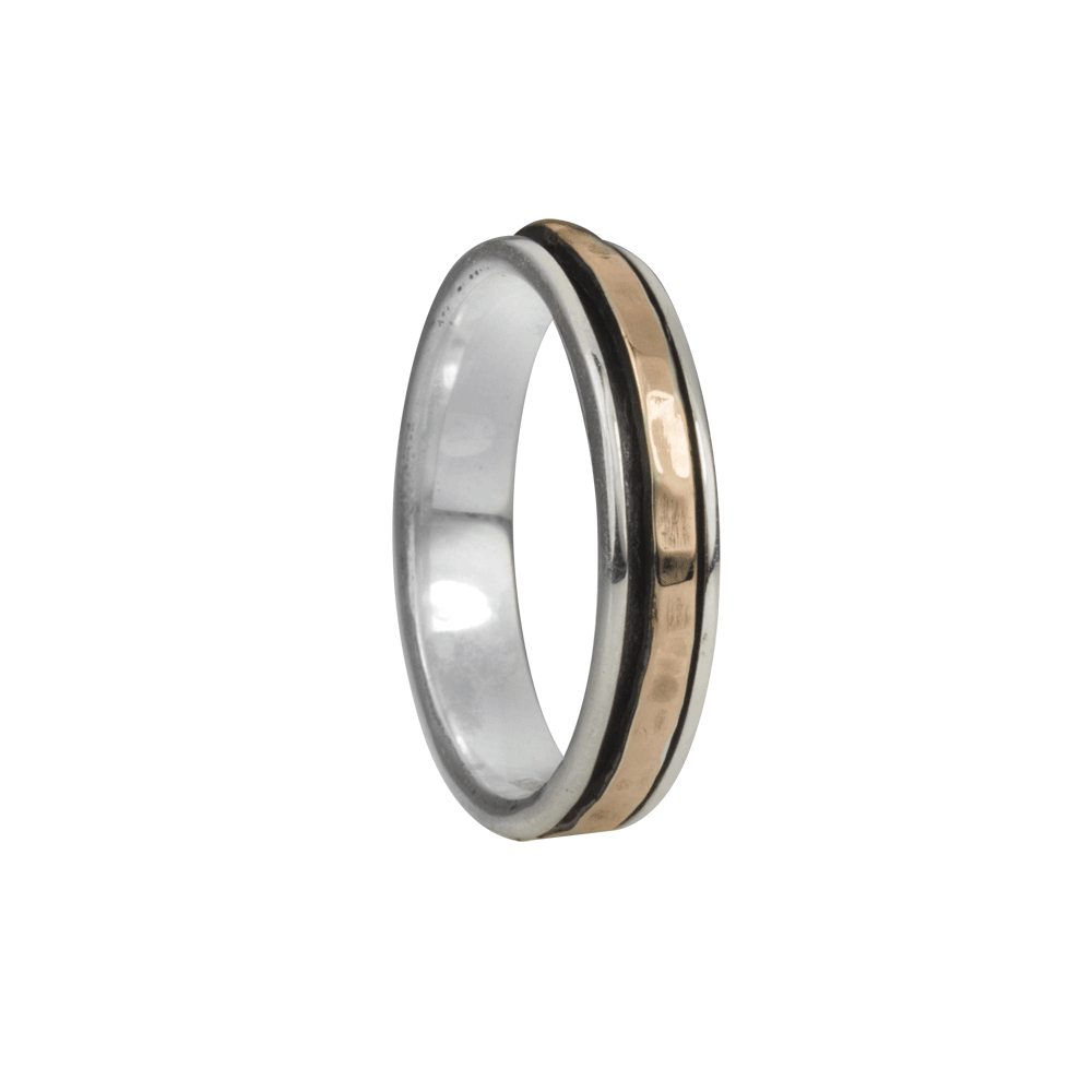 Dharma Meditation Ring. Sterling Silver and 9KT Rose Gold. Size 8.