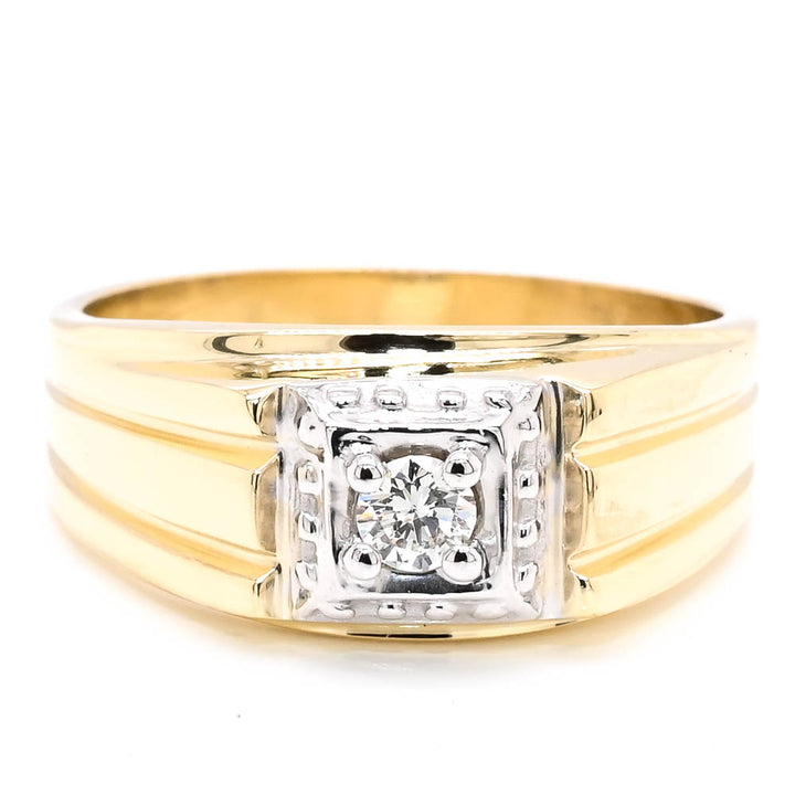 Graziella 10KT Yellow & White  Gold 0.20CTW Diamond Ring.