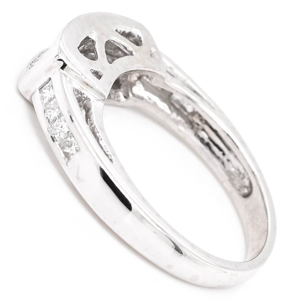 14KT White Gold 0.45CTW Princess Cut Diamond Wedding Band.