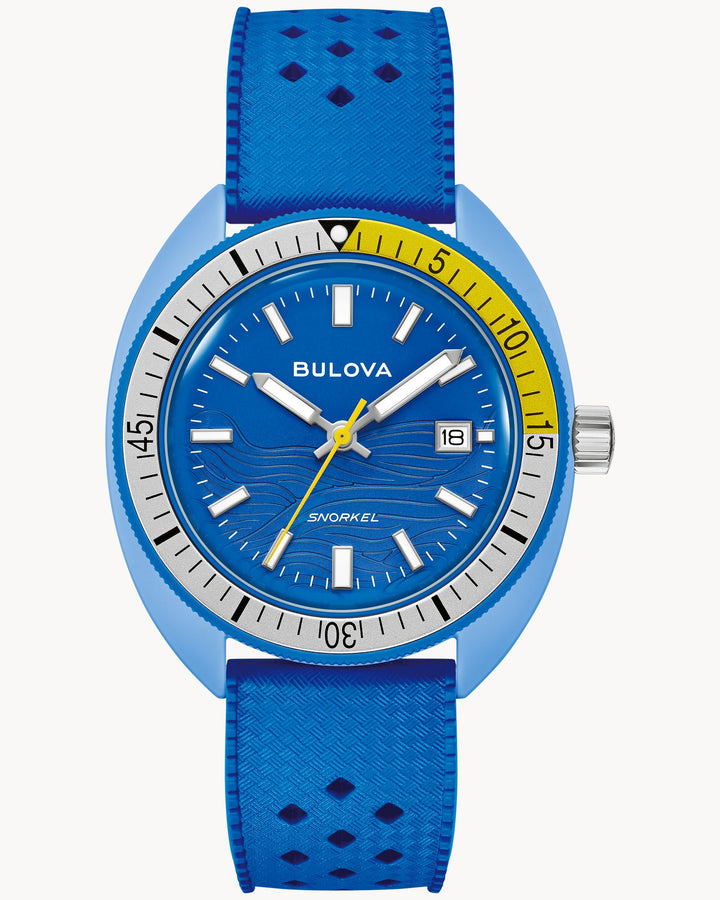 Bulova Snorkle Blue Tang Fish 41mm Quartz Watch. 98B445